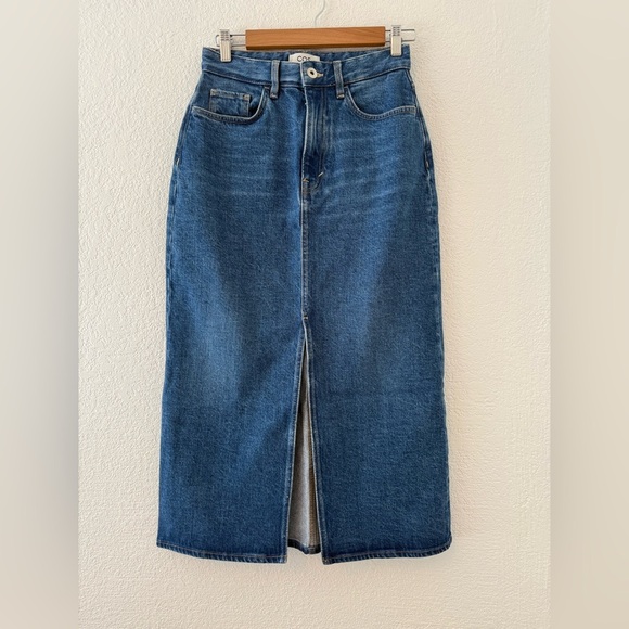 COS Blue Denim Midi Skirt with front slit size 25 - Picture 1 of 11